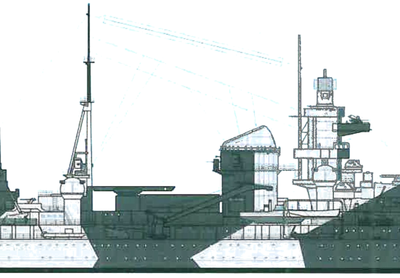 Крейсер DKM Admiral Hipper 1942 [Heavy Cruiser] - чертежи, габариты, рисунки
